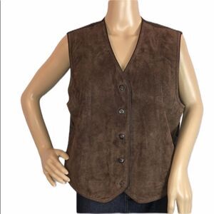 Marsh Landing Petites Vintage 1990s Y2K Suede Western Style Brown Suede Vest LP